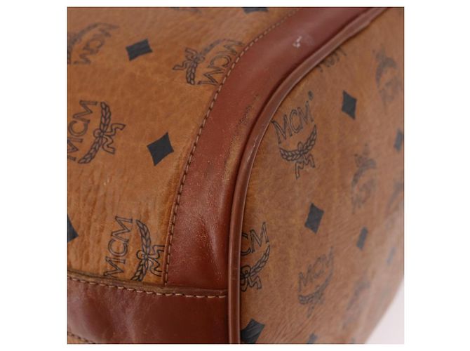 Borsa a Spalla MCM Vicetos Logogram PVC Pelle Marrone Oro Auth 183974 D'oro - vista 12