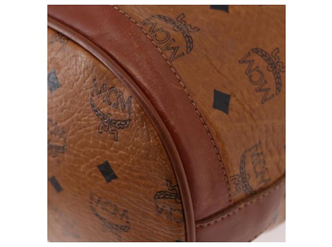 Borsa a Spalla MCM Vicetos Logogram PVC Pelle Marrone Oro Auth 183974 D'oro - vista 13