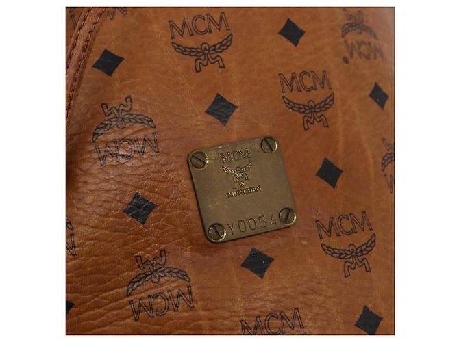 Borsa a Spalla MCM Vicetos Logogram PVC Pelle Marrone Oro Auth 183974 D'oro - vista 15