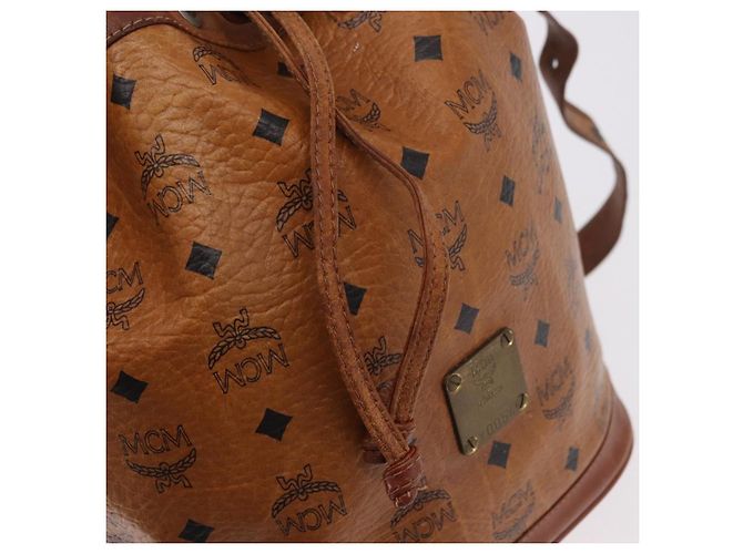 Borsa a Spalla MCM Vicetos Logogram PVC Pelle Marrone Oro Auth 183974 D'oro - vista 16