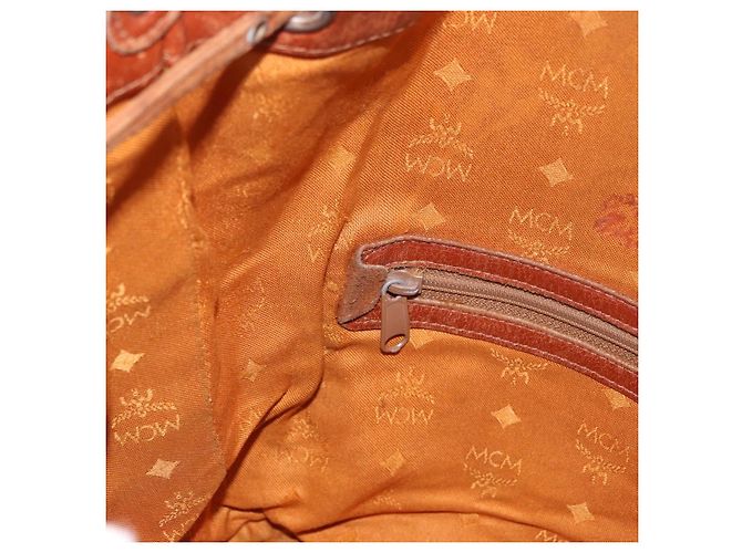 Borsa a Spalla MCM Vicetos Logogram PVC Pelle Marrone Oro Auth 183974 D'oro - vista 20