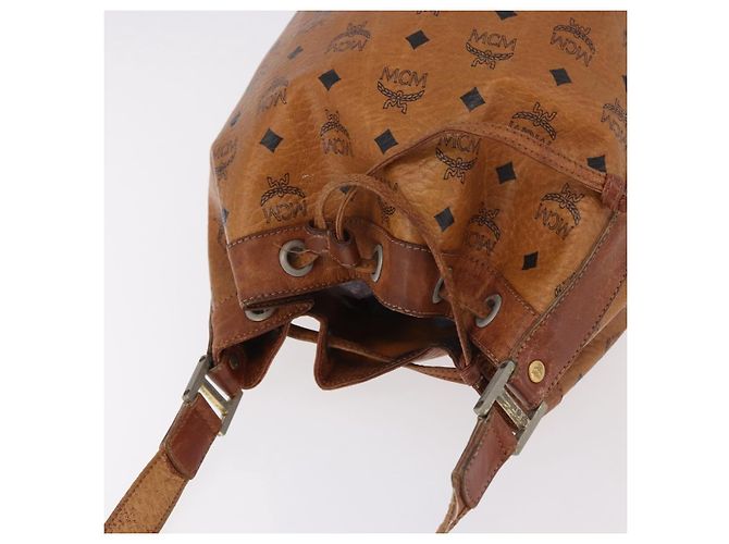 Borsa a Spalla MCM Vicetos Logogram PVC Pelle Marrone Oro Auth 183974 D'oro - vista 6