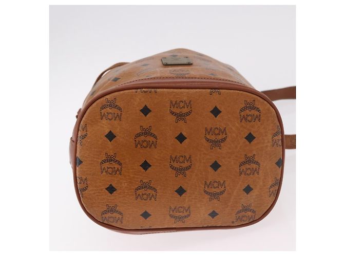 Borsa a Spalla MCM Vicetos Logogram PVC Pelle Marrone Oro Auth 183974 D'oro - vista 9