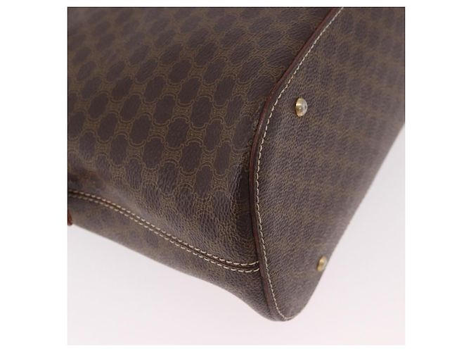 Céline Borsa CELINE Macadam Canvas PVC Pelle 2way Marrone Oro Auth 183047 D'oro - vista 12
