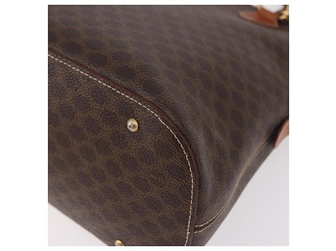 Céline Borsa CELINE Macadam Canvas PVC Pelle 2way Marrone Oro Auth 183047 D'oro - vista 13