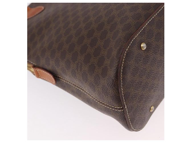 Céline Borsa CELINE Macadam Canvas PVC Pelle 2way Marrone Oro Auth 183047 D'oro - vista 14