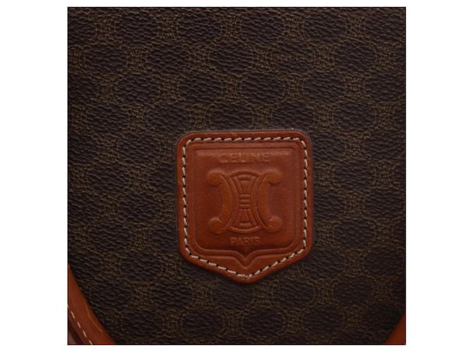 Céline Borsa CELINE Macadam Canvas PVC Pelle 2way Marrone Oro Auth 183047 D'oro - vista 16