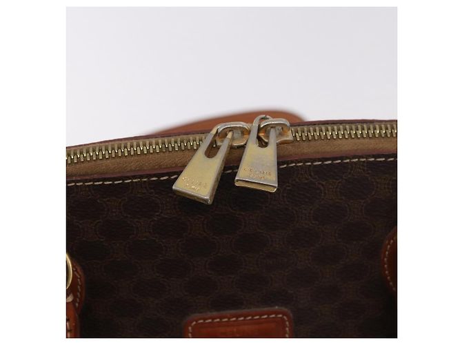 Céline Borsa CELINE Macadam Canvas PVC Pelle 2way Marrone Oro Auth 183047 D'oro - vista 17