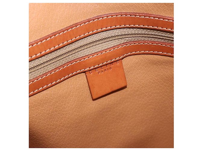 Céline Borsa CELINE Macadam Canvas PVC Pelle 2way Marrone Oro Auth 183047 D'oro - vista 18