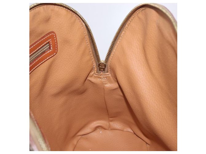Céline Borsa CELINE Macadam Canvas PVC Pelle 2way Marrone Oro Auth 183047 D'oro - vista 20
