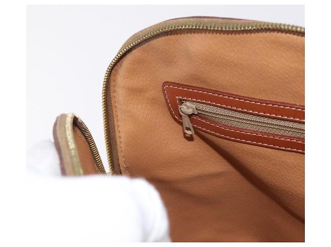 Céline Borsa CELINE Macadam Canvas PVC Pelle 2way Marrone Oro Auth 183047 D'oro - vista 22