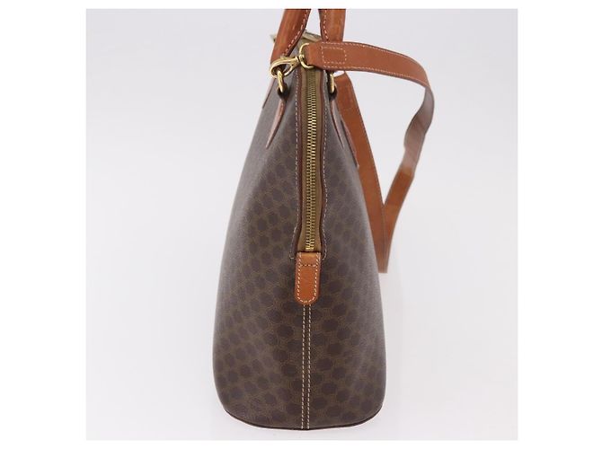 Céline Borsa CELINE Macadam Canvas PVC Pelle 2way Marrone Oro Auth 183047 D'oro - vista 5