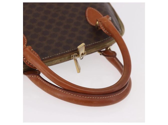 Céline Borsa CELINE Macadam Canvas PVC Pelle 2way Marrone Oro Auth 183047 D'oro - vista 7