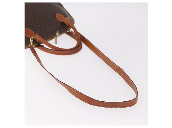 Céline Borsa CELINE Macadam Canvas PVC Pelle 2way Marrone Oro Auth 183047 D'oro - vista 9