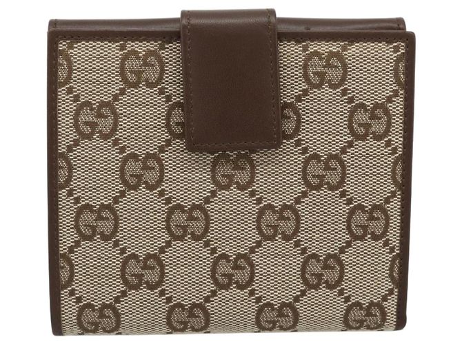 Cartera Compacta GUCCI GG Canvas Beige Auth 182952M - vista 3
