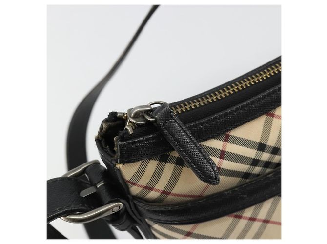 Borsa a Spalla BURBERRY Nova Check in Tela Beige Silver Auth 183677 Argento - vista 15