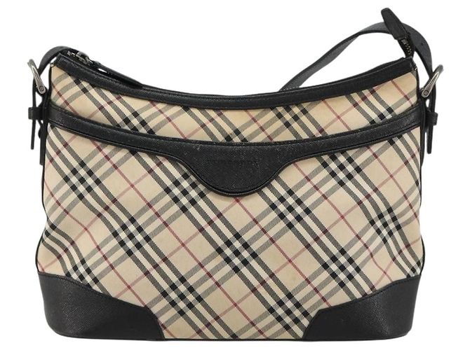 Borsa a Spalla BURBERRY Nova Check in Tela Beige Silver Auth 183677 Argento - vista 2