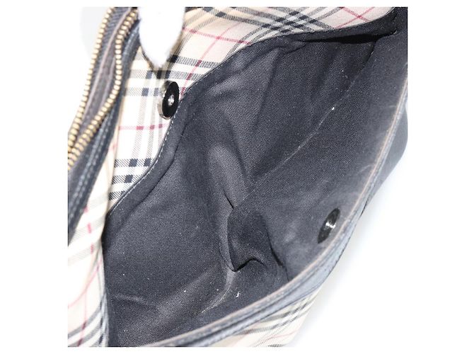 Borsa a Spalla BURBERRY Nova Check in Tela Beige Silver Auth 183677 Argento - vista 22