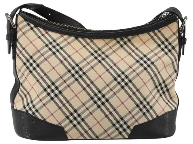 Borsa a Spalla BURBERRY Nova Check in Tela Beige Silver Auth 183677 Argento - vista 3