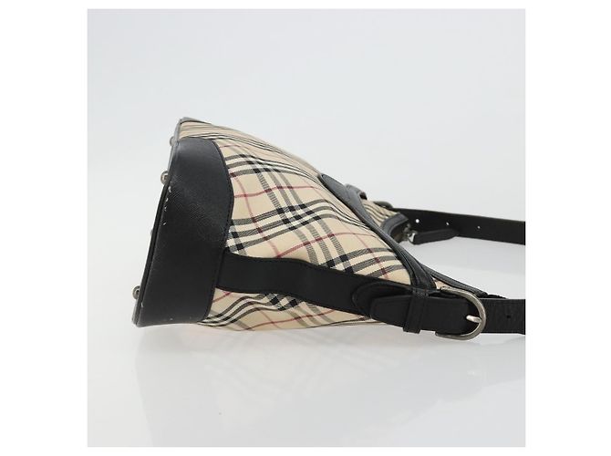 Borsa a Spalla BURBERRY Nova Check in Tela Beige Silver Auth 183677 Argento - vista 4