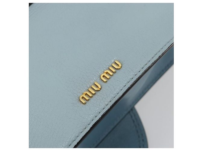 Borsa a Spalla Miu Miu in Pelle Azzurro Oro Auth 183635M D'oro Blu chiaro - vista 18