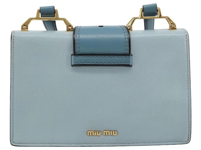 Borsa a Spalla Miu Miu in Pelle Azzurro Oro Auth 183635M D'oro Blu chiaro - vista 2