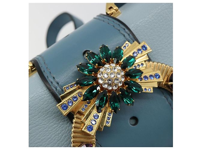 Borsa a Spalla Miu Miu in Pelle Azzurro Oro Auth 183635M D'oro Blu chiaro - vista 20