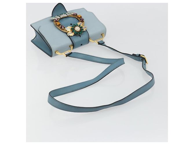 Borsa a Spalla Miu Miu in Pelle Azzurro Oro Auth 183635M D'oro Blu chiaro - vista 7