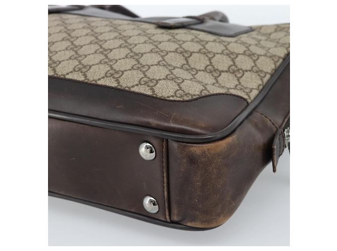 Borsa Tote GUCCI GG Supreme in PVC Beige 101666 Auth 183255 - vista 12