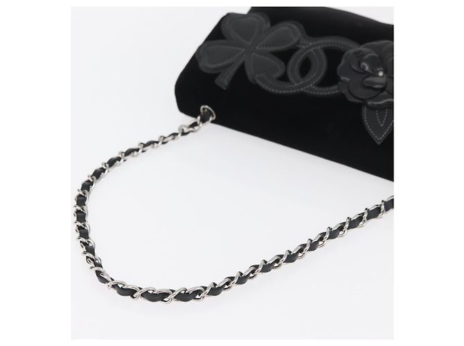 Borsa a Spalla CHANEL Chain Camelia Velluto Nero Argento CC Autentica 181910V - vista 7