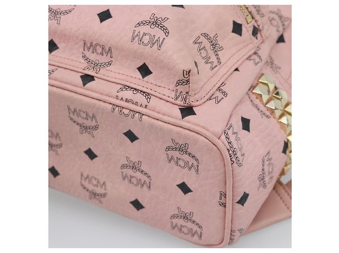 Zaino MCM Vicetos Logogram PVC Leather Pink Gold Auth 182978 Rosa D'oro - vista 12