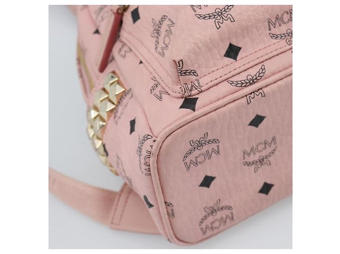 Zaino MCM Vicetos Logogram PVC Leather Pink Gold Auth 182978 Rosa D'oro - vista 13
