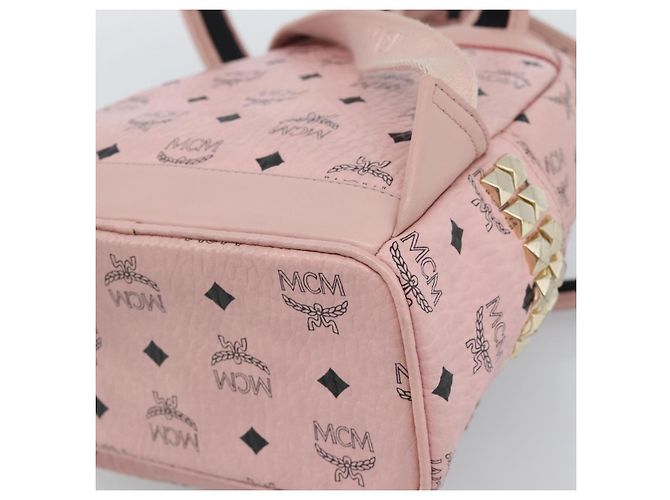 Zaino MCM Vicetos Logogram PVC Leather Pink Gold Auth 182978 Rosa D'oro - vista 14