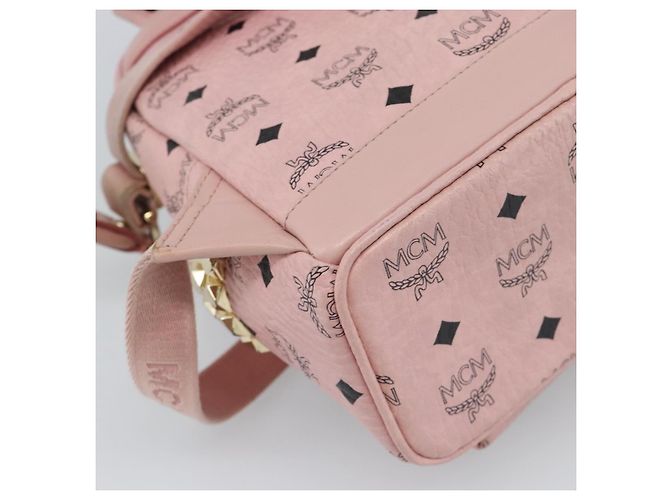 Zaino MCM Vicetos Logogram PVC Leather Pink Gold Auth 182978 Rosa D'oro - vista 15