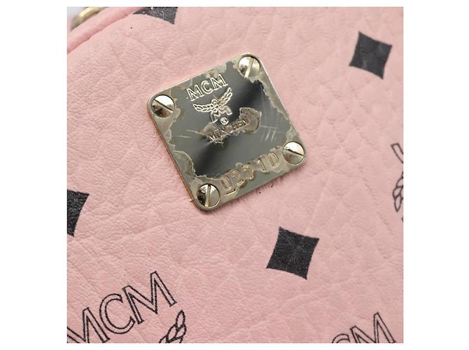 Zaino MCM Vicetos Logogram PVC Leather Pink Gold Auth 182978 Rosa D'oro - vista 16