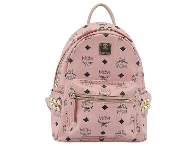 Zaino MCM Vicetos Logogram PVC Leather Pink Gold Auth 182978 Rosa D'oro - vista 2