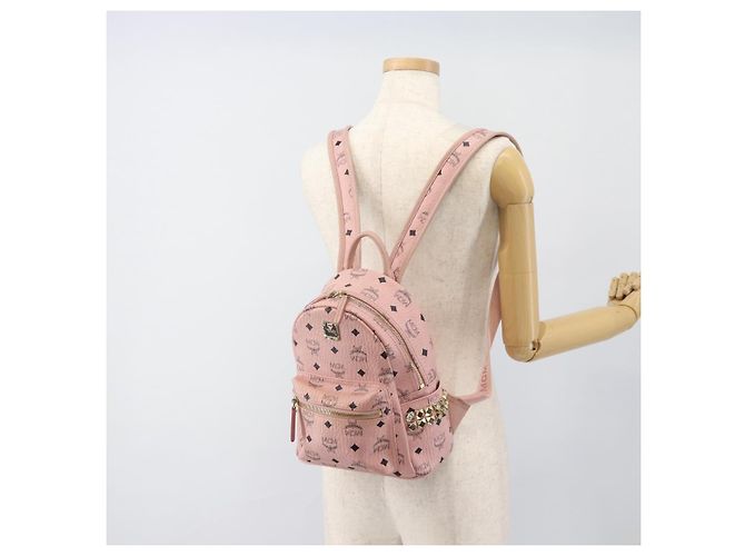 Zaino MCM Vicetos Logogram PVC Leather Pink Gold Auth 182978 Rosa D'oro - vista 24