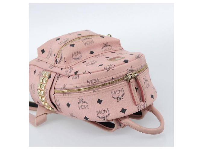 Zaino MCM Vicetos Logogram PVC Leather Pink Gold Auth 182978 Rosa D'oro - vista 6