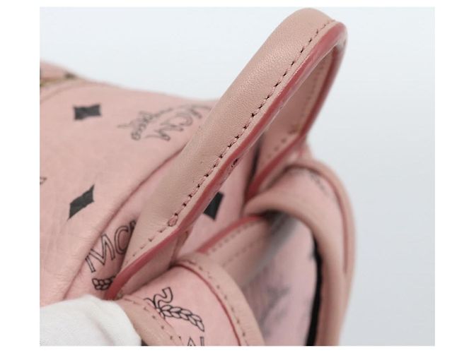 Zaino MCM Vicetos Logogram PVC Leather Pink Gold Auth 182978 Rosa D'oro - vista 7