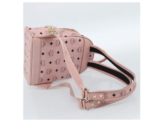 Zaino MCM Vicetos Logogram PVC Leather Pink Gold Auth 182978 Rosa D'oro - vista 9