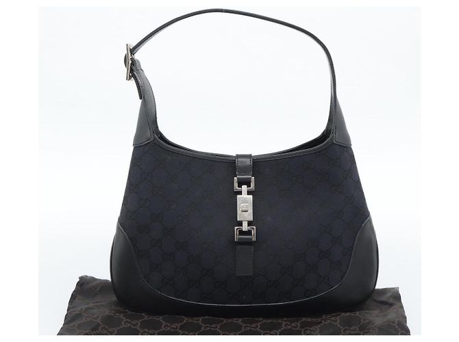 Borsa a Spalla Jackie GG Canvas GUCCI Nera Argento 001 8806 Auth 183726V Nero - vista 23