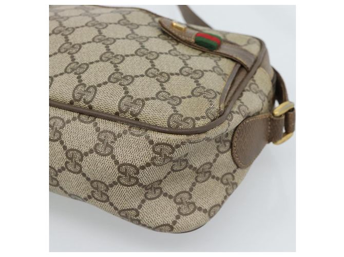 Bolsa GUCCI GG Supreme Web Sherry Line em PVC Bege Ouro 904 02 049 Auth 184454 Dourado - vista 10