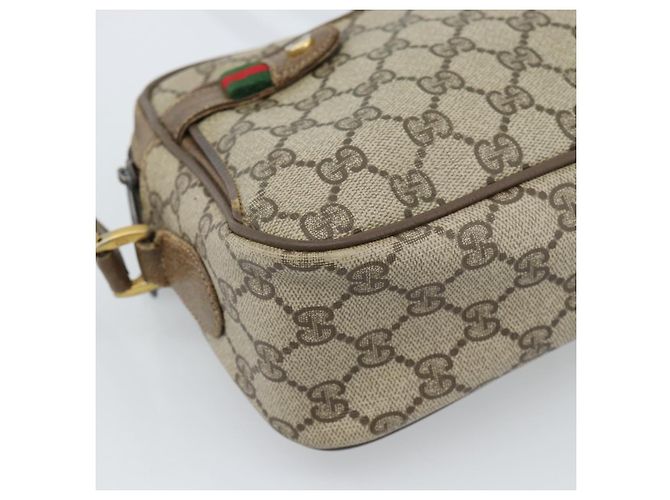 Bolsa GUCCI GG Supreme Web Sherry Line em PVC Bege Ouro 904 02 049 Auth 184454 Dourado - vista 11