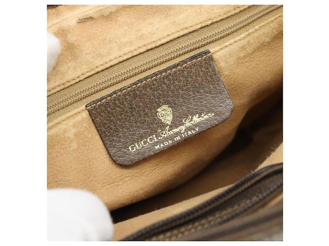 Bolsa GUCCI GG Supreme Web Sherry Line em PVC Bege Ouro 904 02 049 Auth 184454 Dourado - vista 15