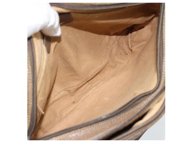 Bolsa GUCCI GG Supreme Web Sherry Line em PVC Bege Ouro 904 02 049 Auth 184454 Dourado - vista 16