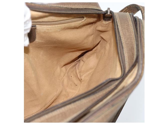 Bolsa GUCCI GG Supreme Web Sherry Line em PVC Bege Ouro 904 02 049 Auth 184454 Dourado - vista 17