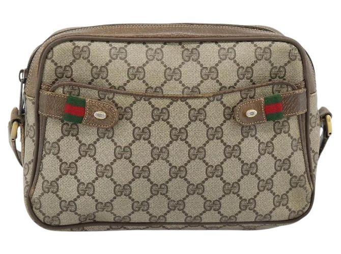 Bolsa GUCCI GG Supreme Web Sherry Line em PVC Bege Ouro 904 02 049 Auth 184454 Dourado - vista 2