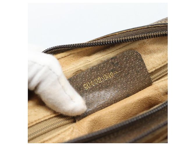 Bolsa GUCCI GG Supreme Web Sherry Line em PVC Bege Ouro 904 02 049 Auth 184454 Dourado - vista 23