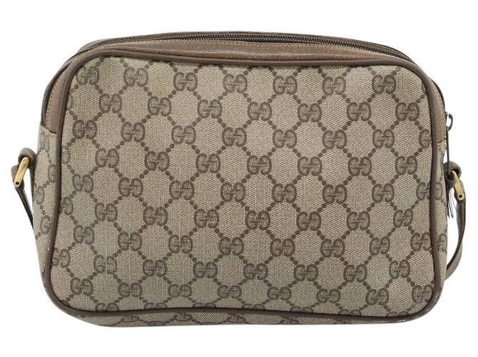 Bolsa GUCCI GG Supreme Web Sherry Line em PVC Bege Ouro 904 02 049 Auth 184454 Dourado - vista 3