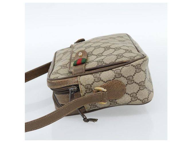 Bolsa GUCCI GG Supreme Web Sherry Line em PVC Bege Ouro 904 02 049 Auth 184454 Dourado - vista 4